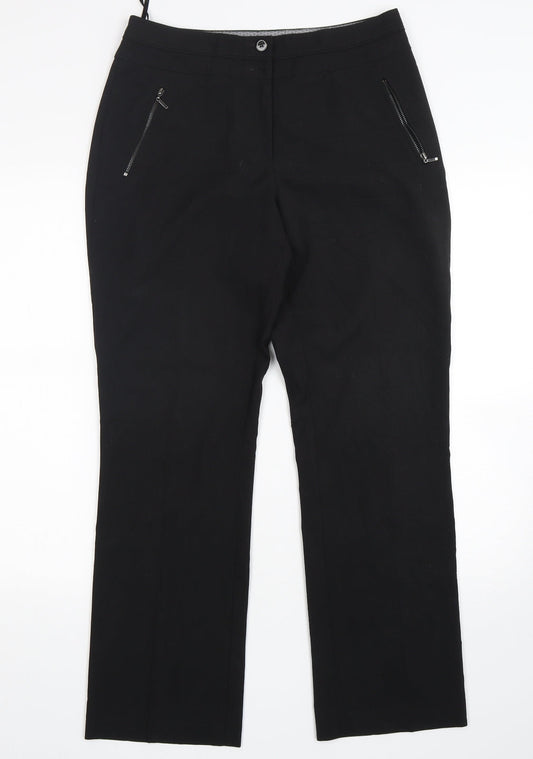 M&Co Womens Black  Polyester Trousers  Size 10 L29 in Regular
