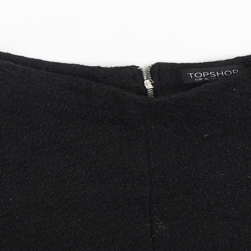 Topshop Womens Black  Polyester Mini Skirt Size 8