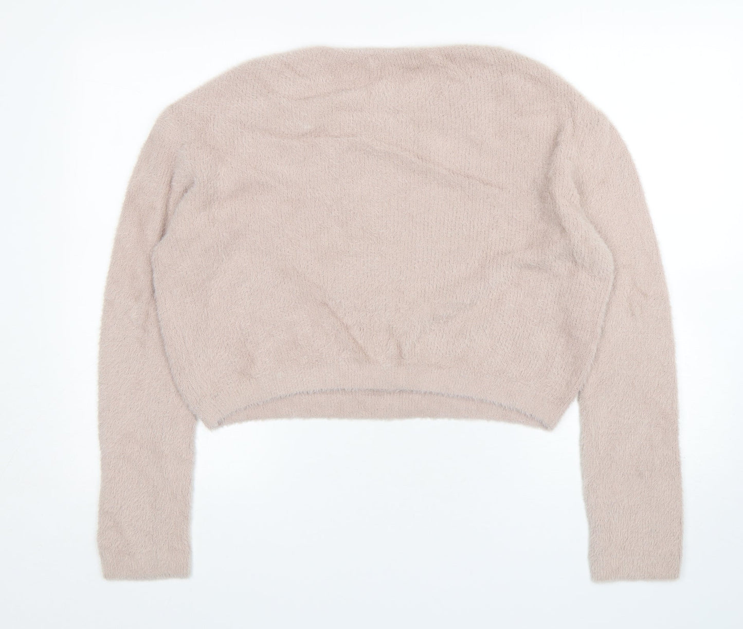 Pull&Bear Womens Pink Round Neck  Nylon Pullover Jumper Size M