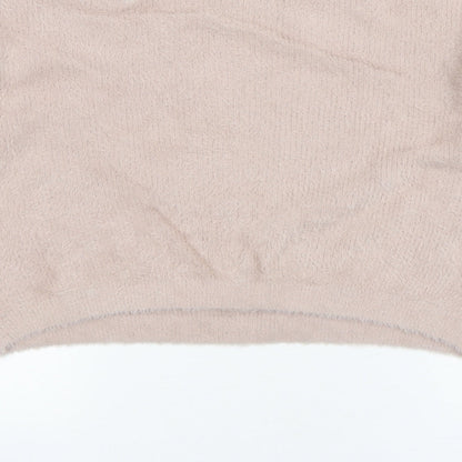 Pull&Bear Womens Pink Round Neck  Nylon Pullover Jumper Size M