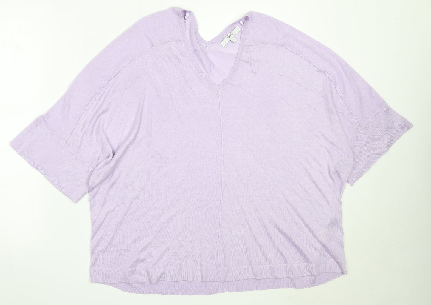 NEXT Womens Purple V-Neck  Viscose Pullover Jumper Size L