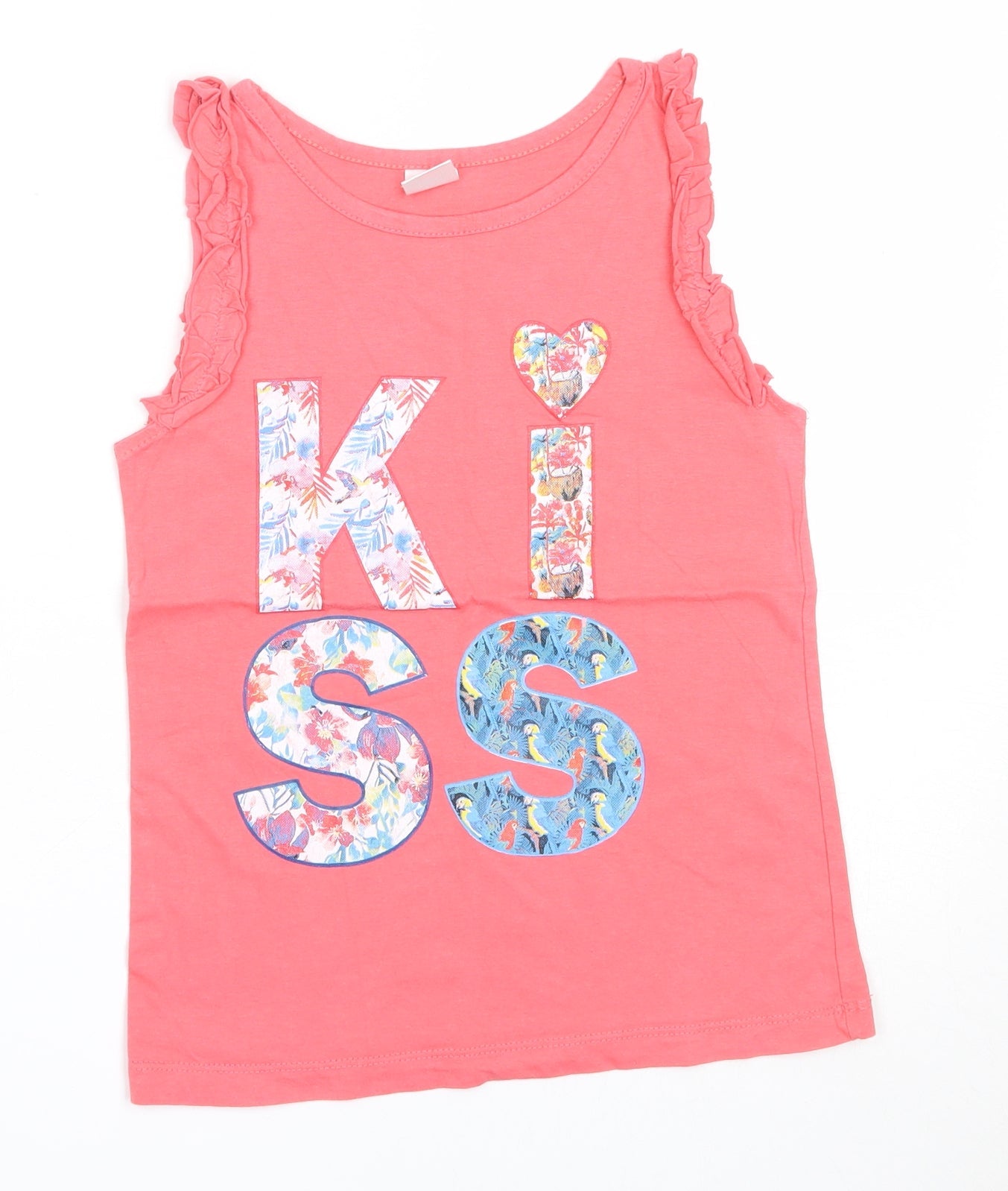 Emily Girls Red  Cotton Basic Tank Size 8 Years Round Neck