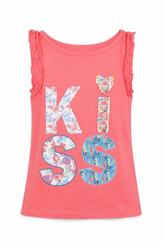 Emily Girls Red  Cotton Basic Tank Size 8 Years Round Neck