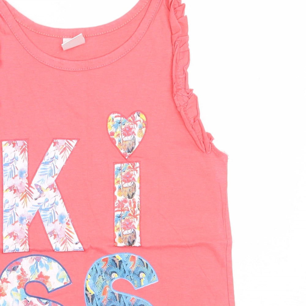 Emily Girls Red  Cotton Basic Tank Size 8 Years Round Neck