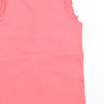 Emily Girls Red  Cotton Basic Tank Size 8 Years Round Neck