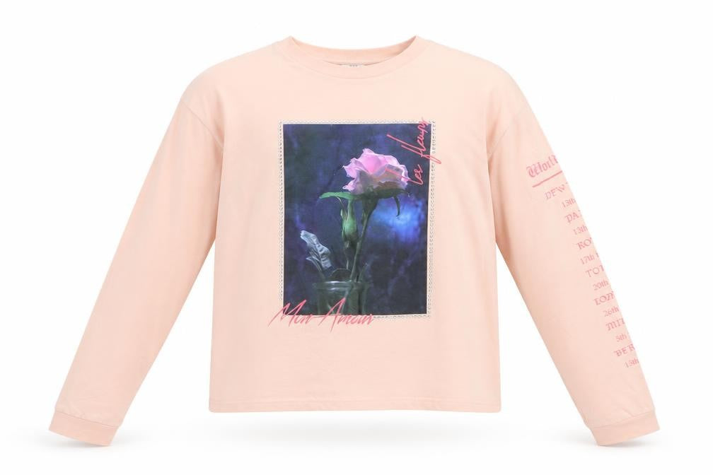 River Island Girls Pink  Cotton Basic T-Shirt Size 11-12 Years Round Neck