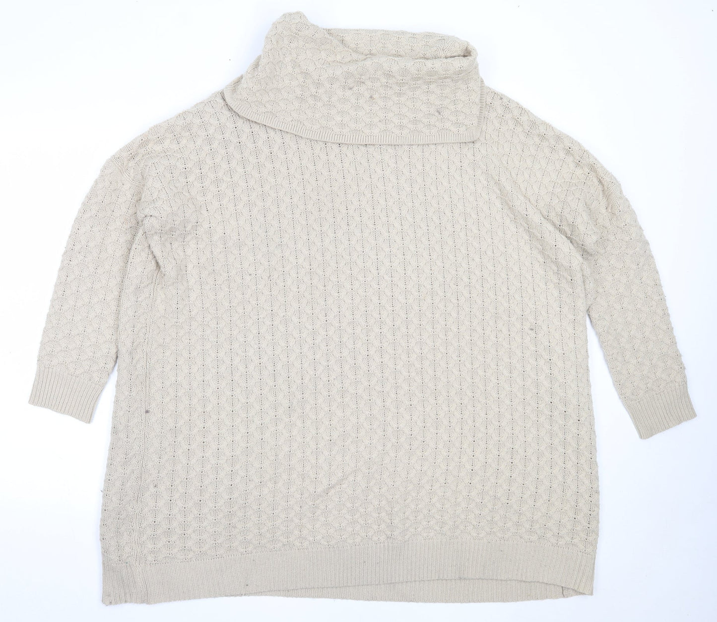 H&M Womens Beige Roll Neck  Acrylic Pullover Jumper Size S