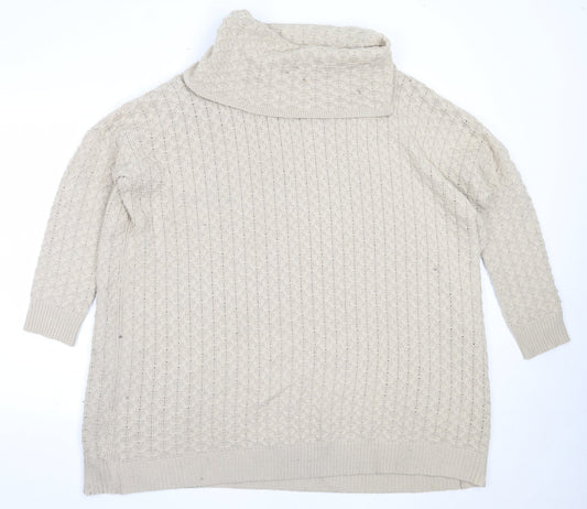 H&M Womens Beige Roll Neck  Acrylic Pullover Jumper Size S