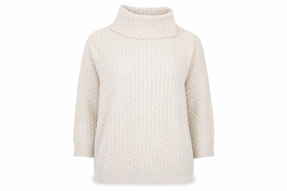 H&M Womens Beige Roll Neck  Acrylic Pullover Jumper Size S