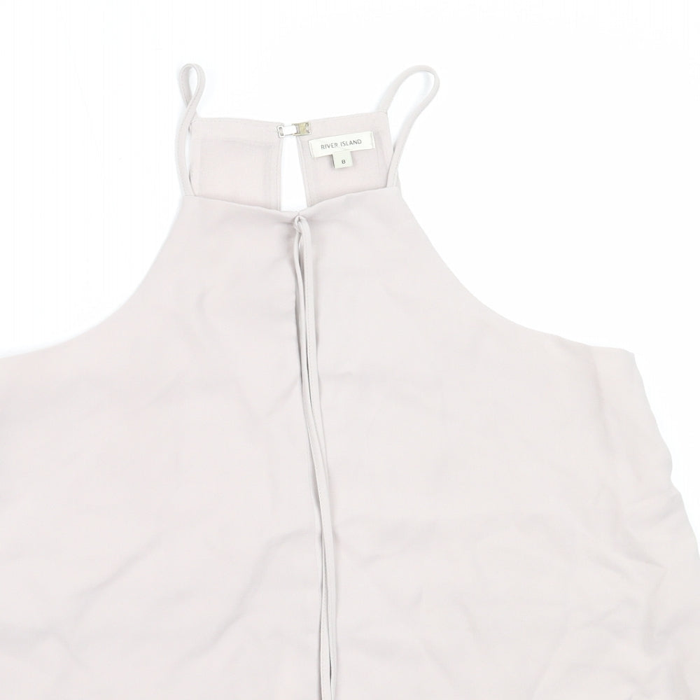 River Island Womens Grey  Polyester Camisole Blouse Size 8 Square Neck