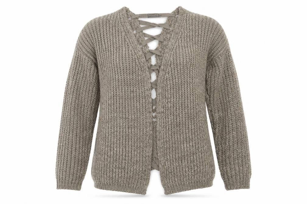 PRETTYLITTLETHING Womens Brown Round Neck  Acrylic Cardigan Jumper Size 10