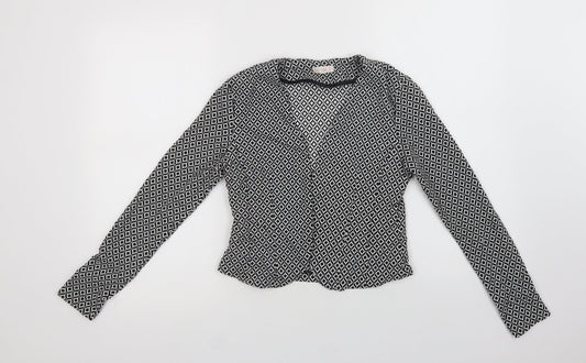 A'Gaci Womens Black Geometric  Jacket Blazer Size S