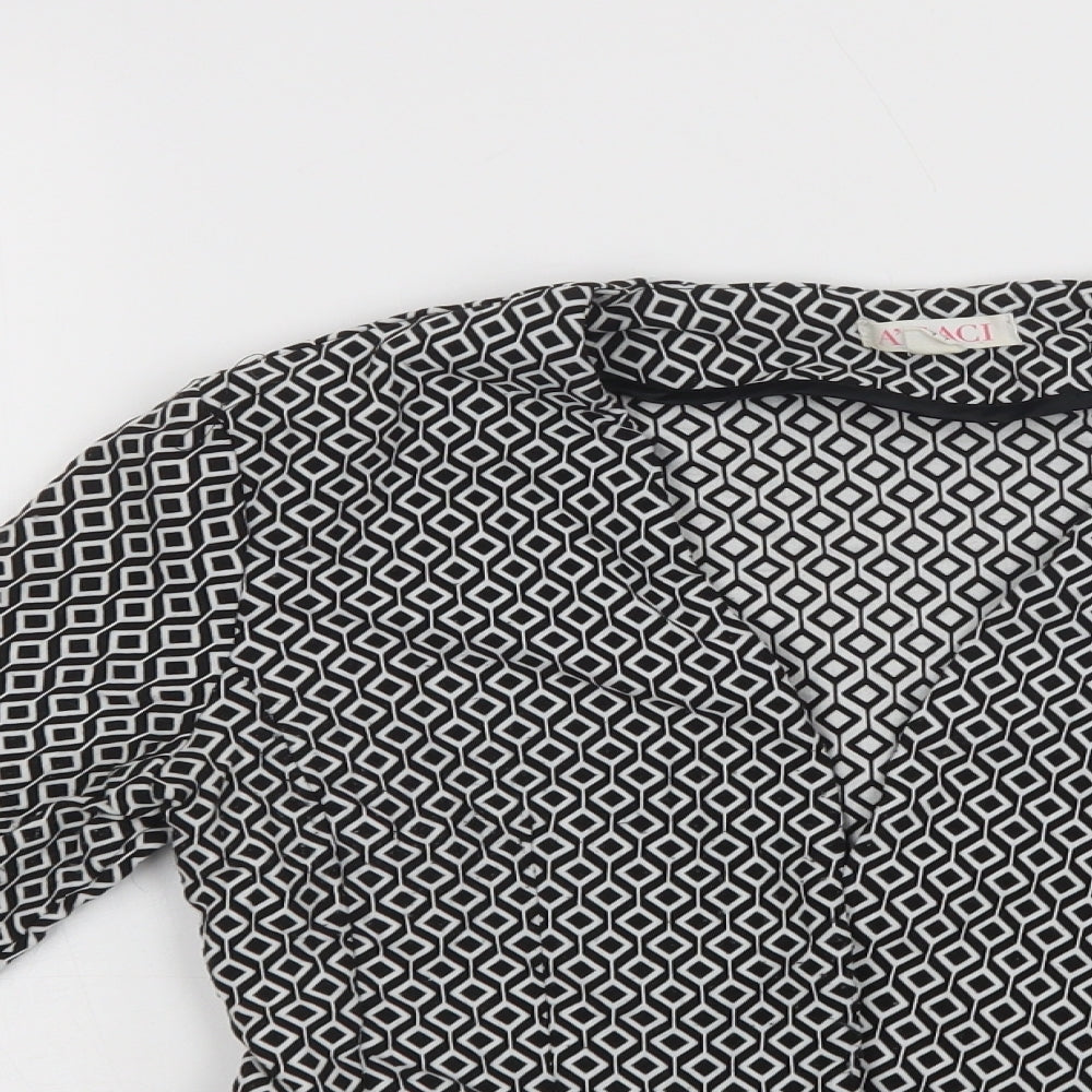 A'Gaci Womens Black Geometric  Jacket Blazer Size S