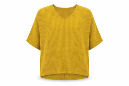 New Look Womens Yellow V-Neck  Polyester Pullover Jumper Size M