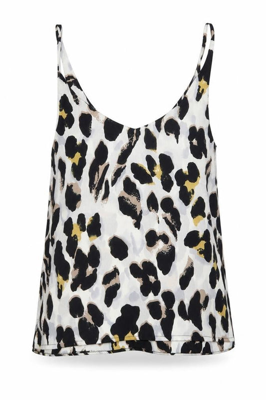 Loveown Womens White Animal Print Polyester Camisole Blouse Size 8 V-Neck