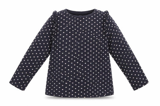 F&F Girls Grey Polka Dot Cotton Basic Blouse Size 5-6 Years Crew Neck