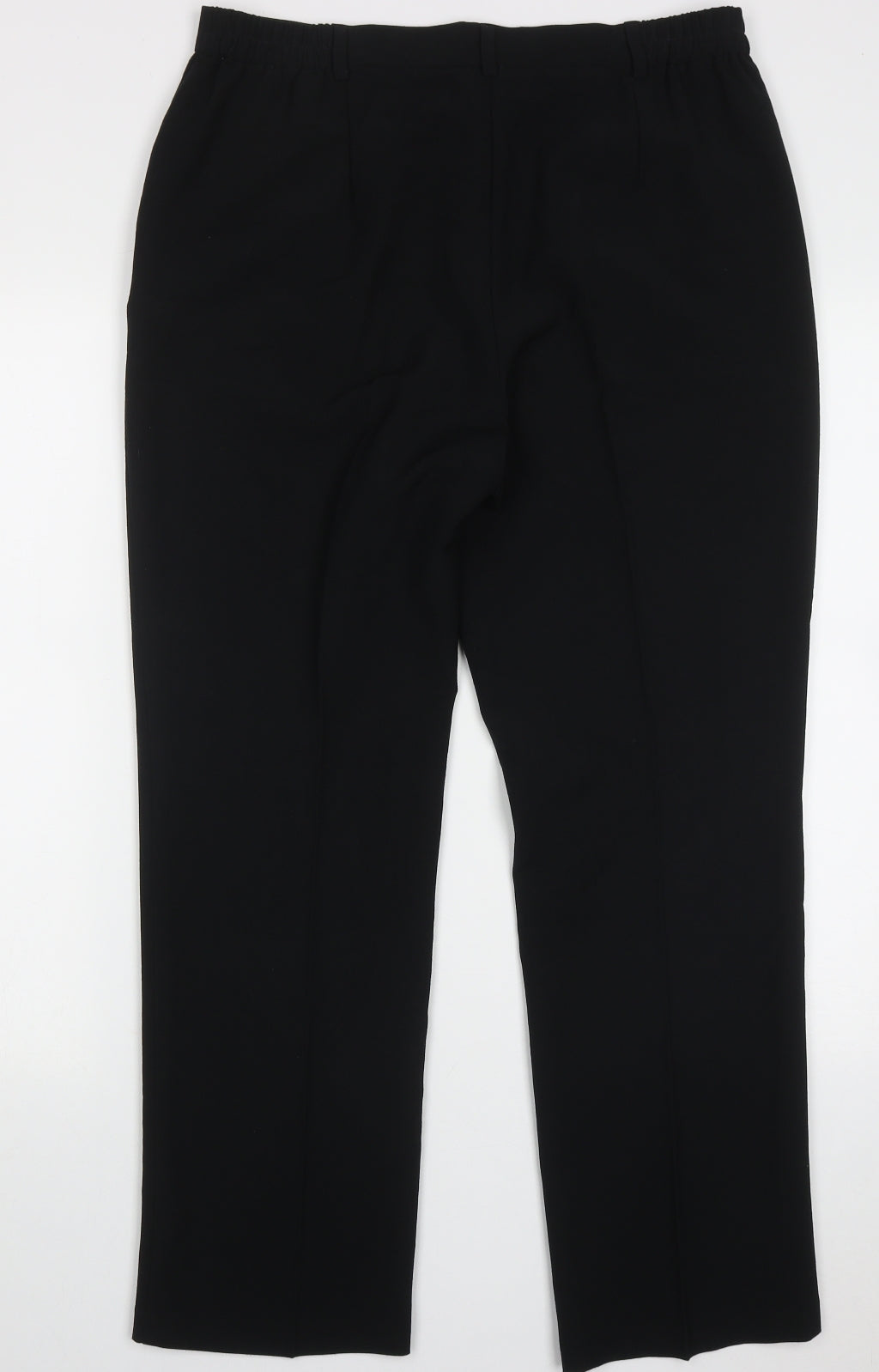 Marks and Spencer Womens Black  Polyester Trousers  Size 14 L29 in Regular Button