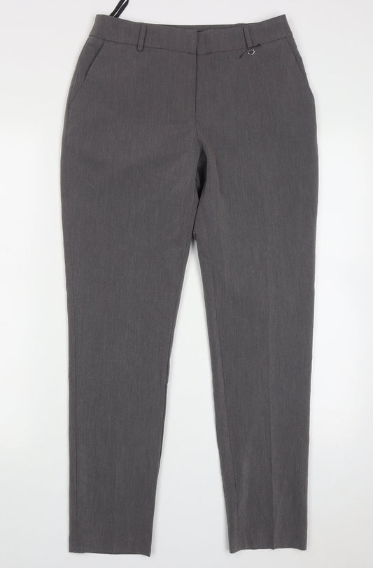 Dorothy Perkins Womens Grey  Polyester Trousers  Size 8 L29 in Regular Hook & Eye
