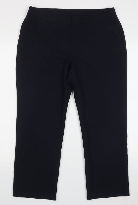 bonmarch Womens Blue  Polyester Trousers  Size 12 L25 in Regular Hook & Eye