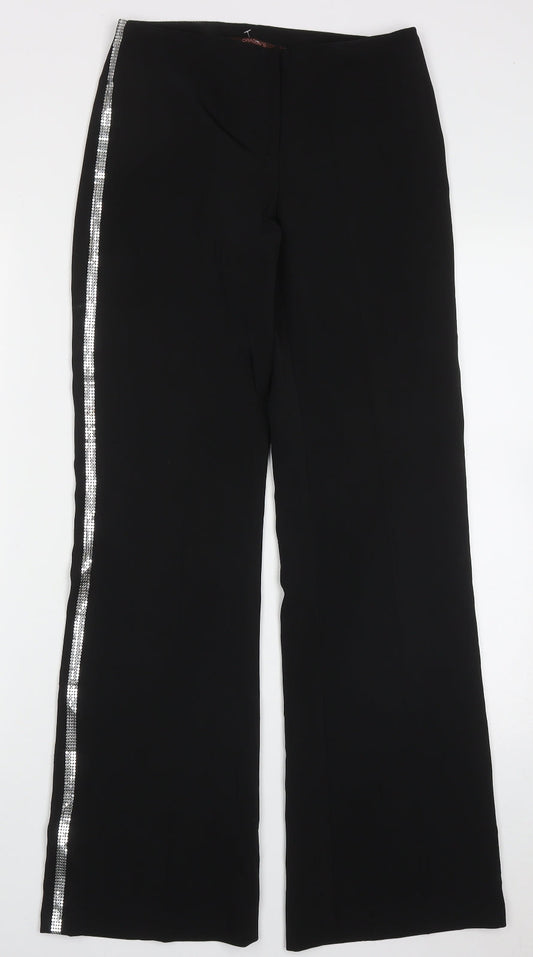 Dragon Womens Black  Polyester Trousers  Size 6 L30 in Regular Hook & Eye