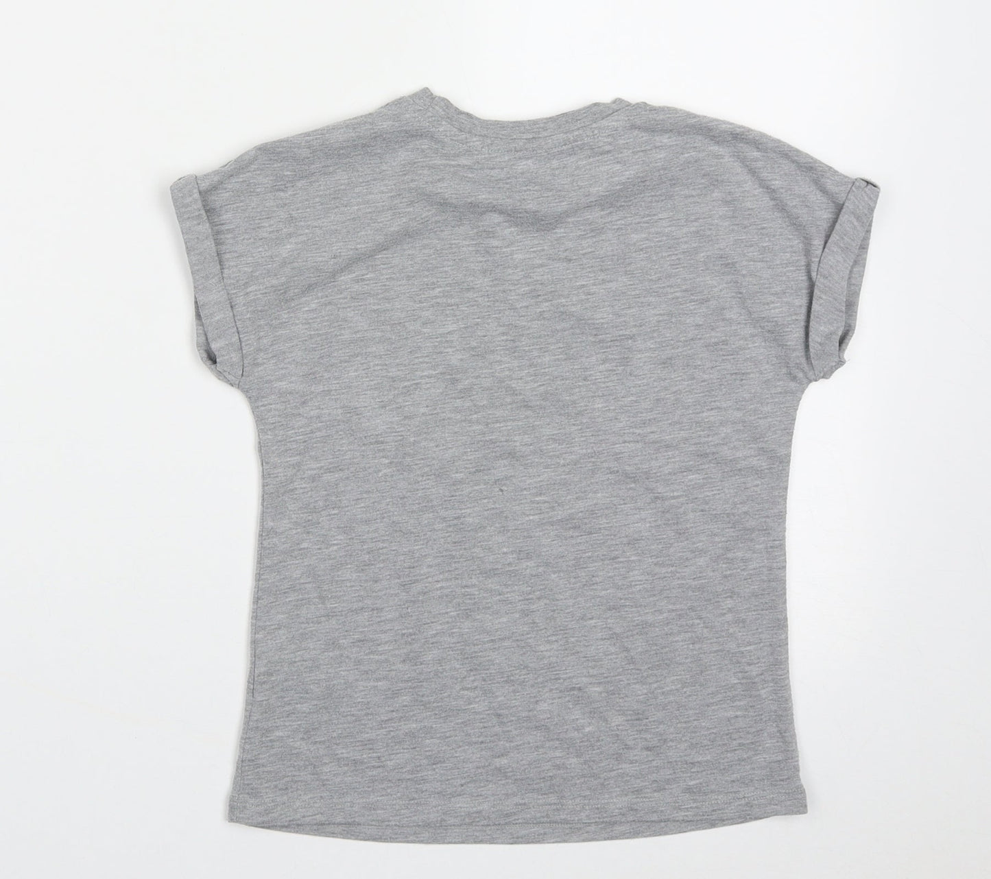 Outfit Girls Grey  Polyester Basic T-Shirt Size 5 Years Crew Neck Pullover - Fierce
