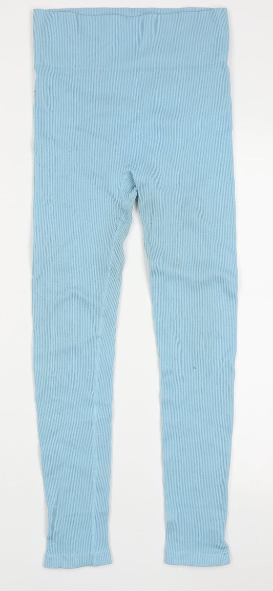 Dunnes Stores Womens Blue  Polyamide Capri Trousers Size M L27 in Regular