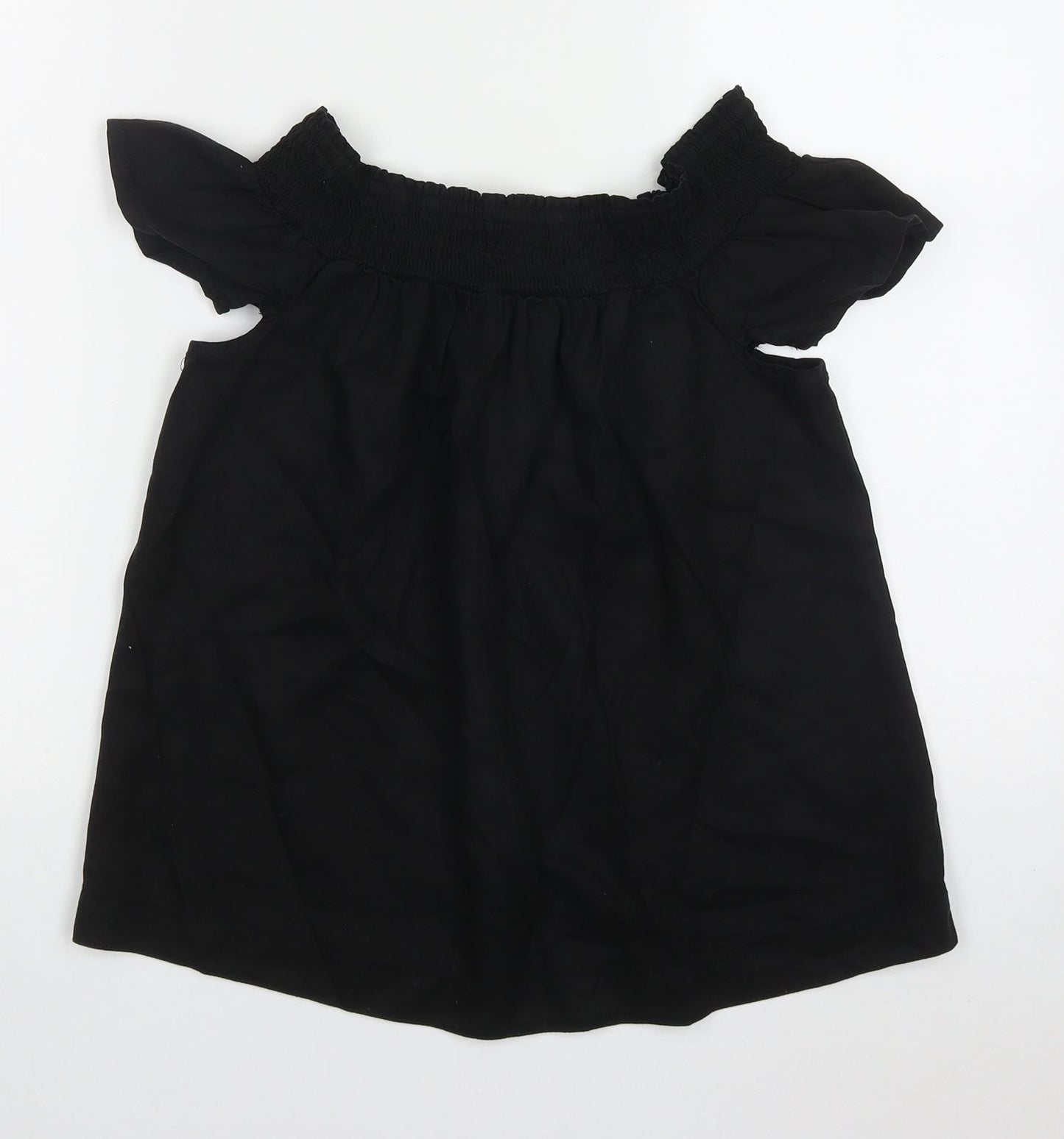 NEXT Womens Black  Lyocell Basic T-Shirt Size 8 Off the Shoulder