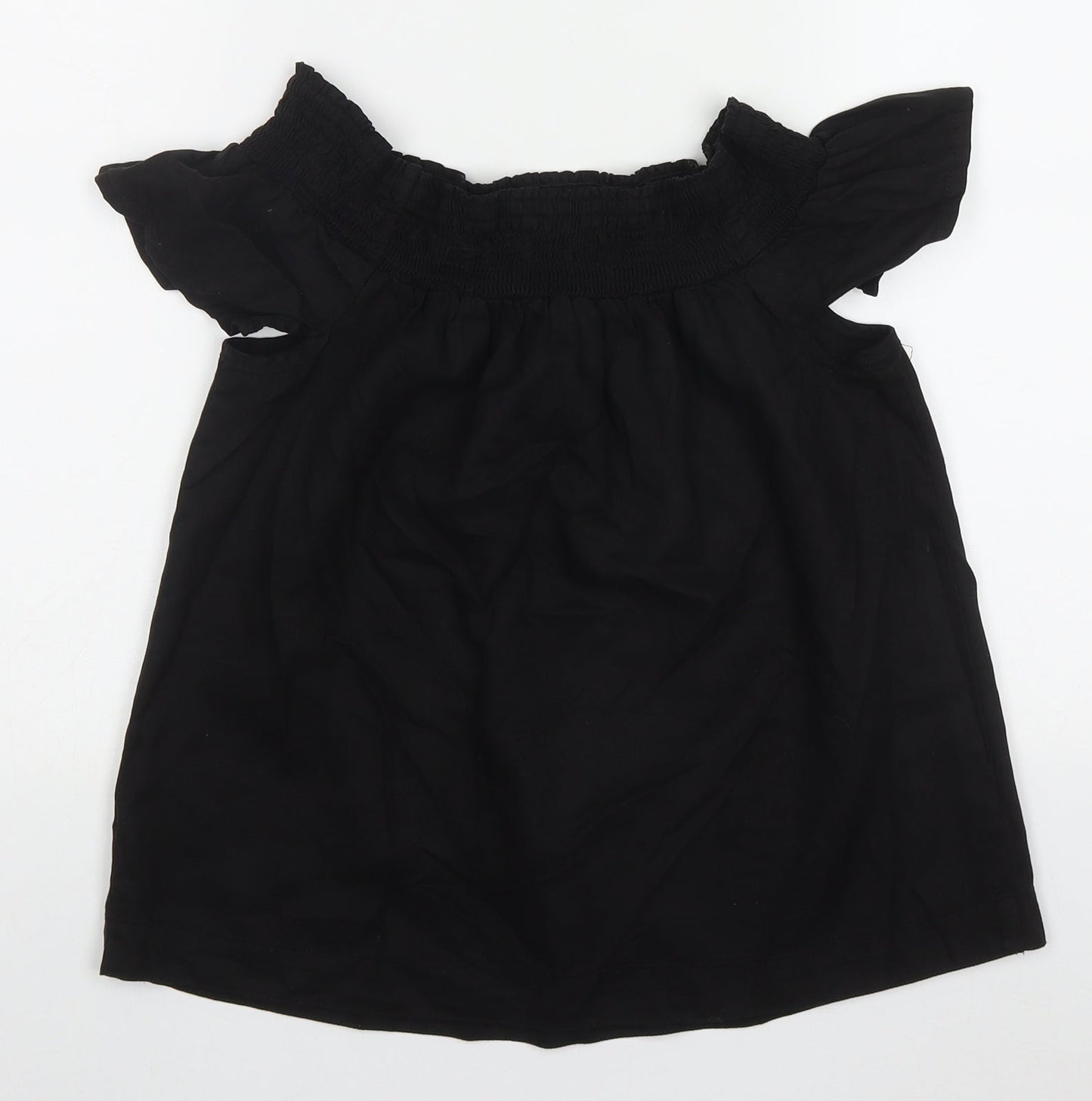 NEXT Womens Black  Lyocell Basic T-Shirt Size 8 Off the Shoulder