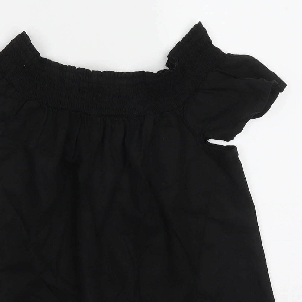 NEXT Womens Black  Lyocell Basic T-Shirt Size 8 Off the Shoulder