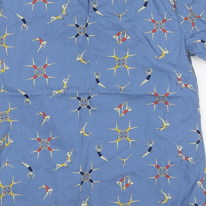 Preloved Sugarhill Womens Blue Geometric Cotton Basic T-Shirt Size 8 Crew Neck - Label