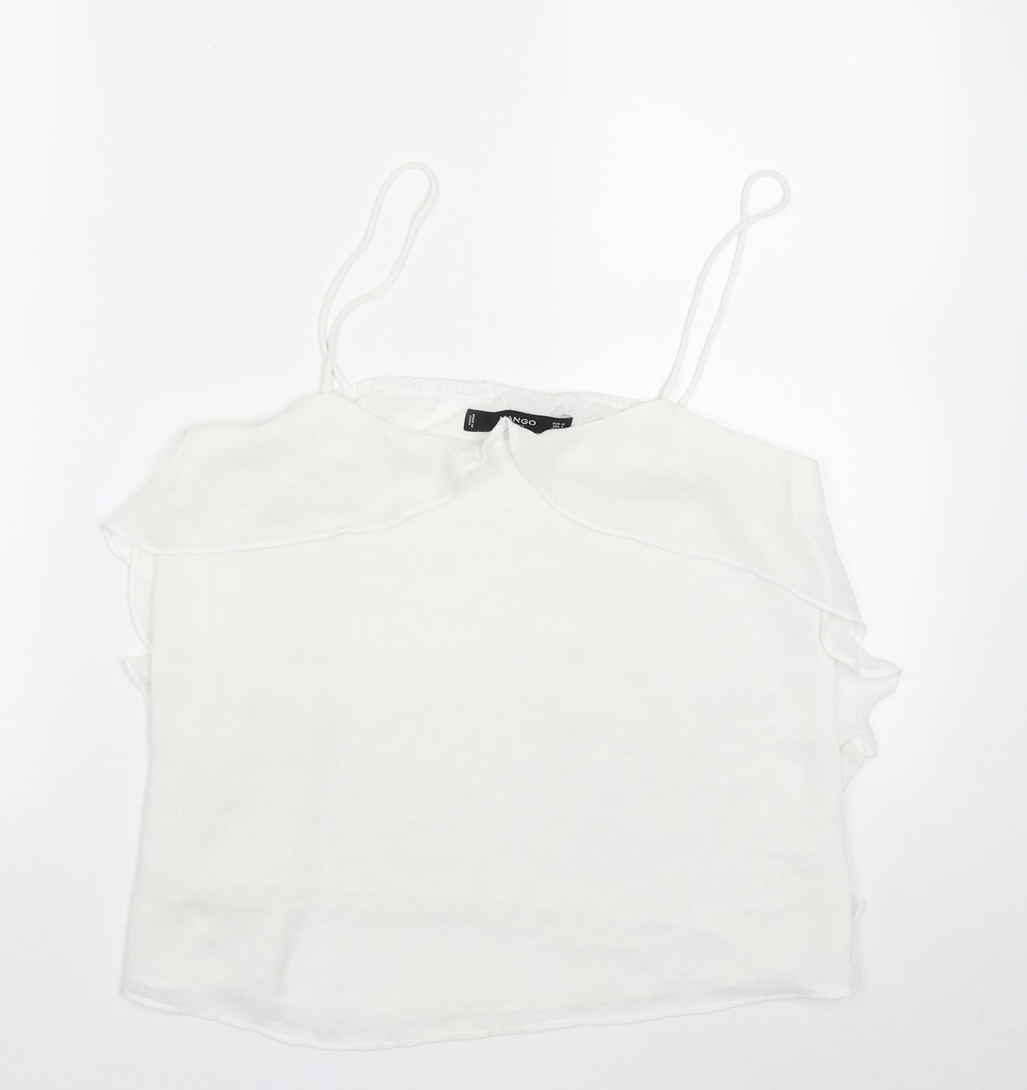 Mango Womens White  Polyester Basic Tank Size M V-Neck