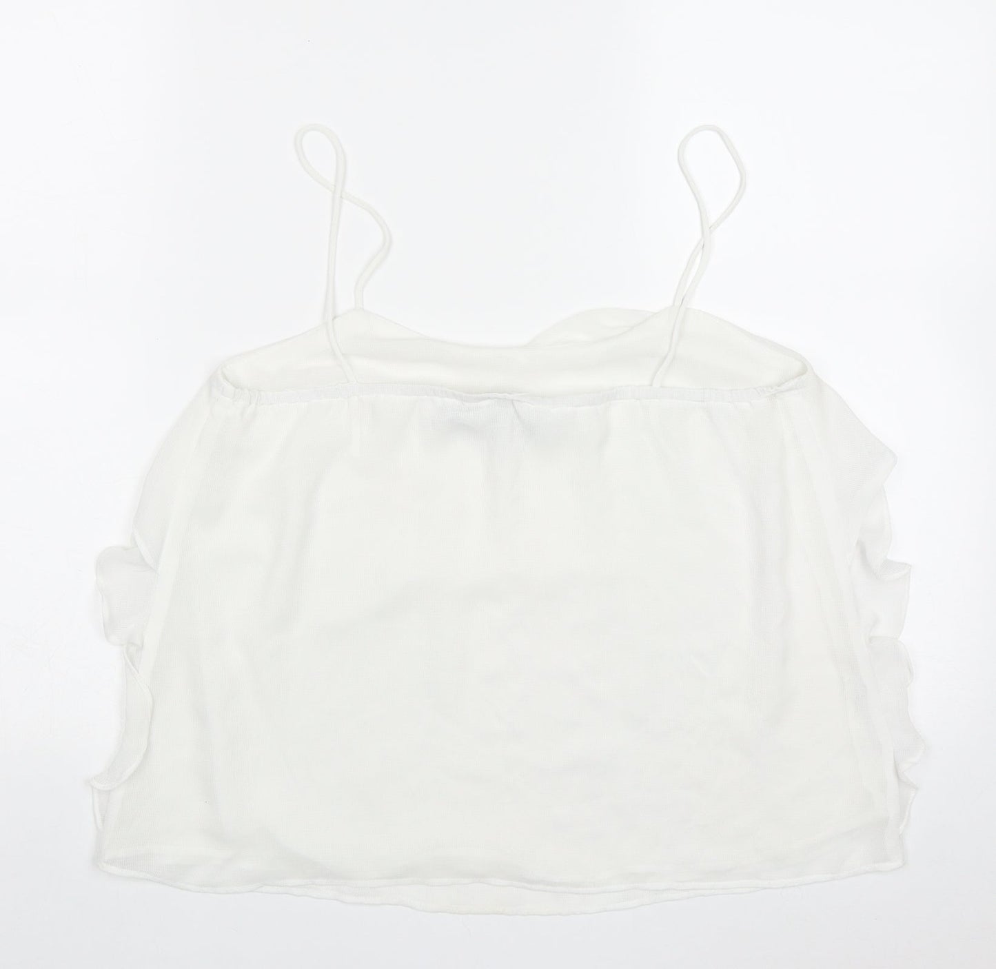 Mango Womens White  Polyester Basic Tank Size M V-Neck