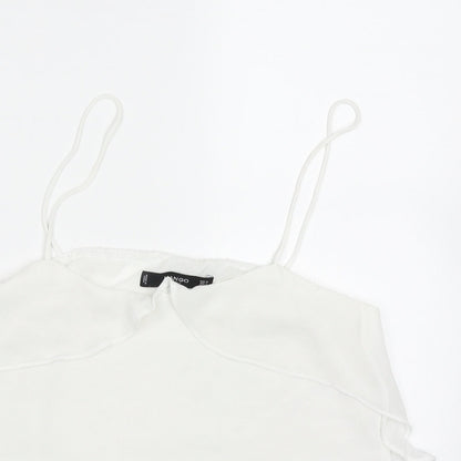 Preloved Mango Womens White  Polyester Basic Tank Size M V-Neck - Detail