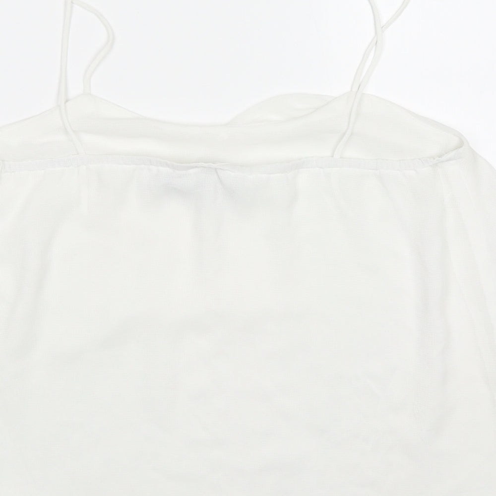 Mango Womens White  Polyester Basic Tank Size M V-Neck
