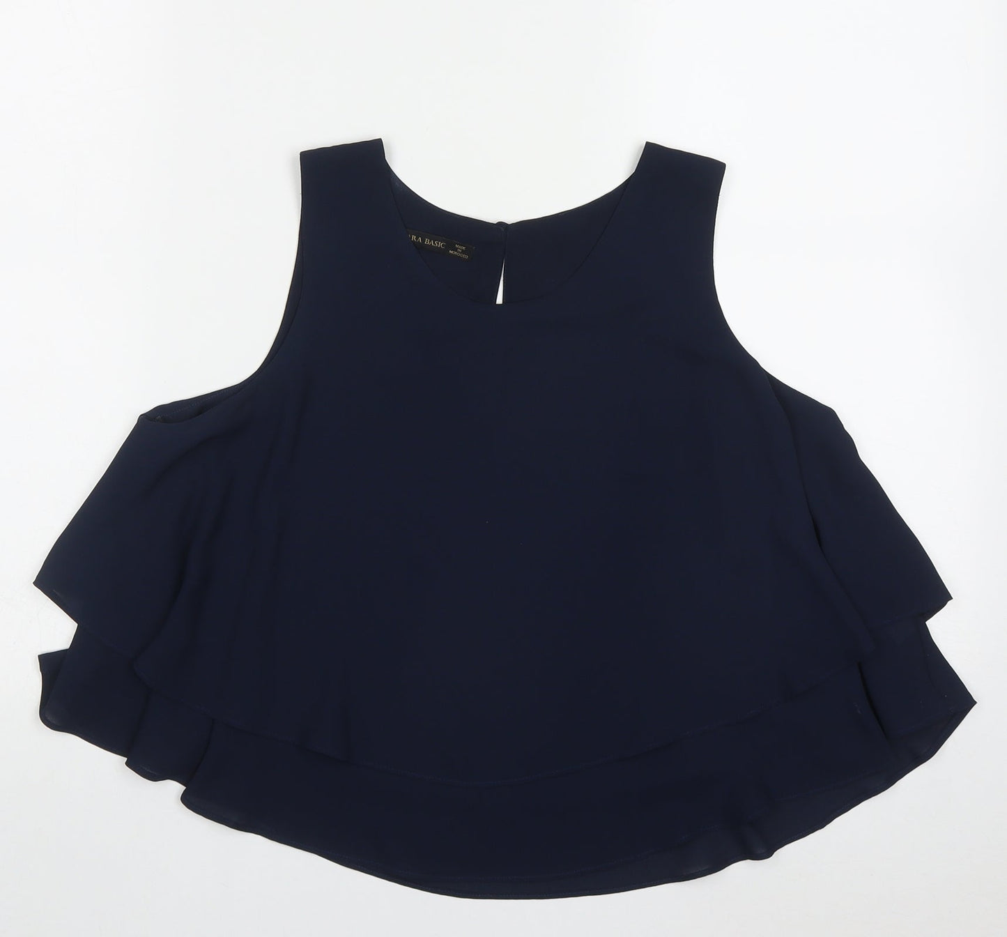 Zara Womens Blue  Polyester Basic Tank Size M Scoop Neck