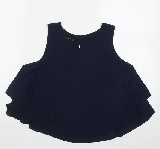 Zara Womens Blue  Polyester Basic Tank Size M Scoop Neck