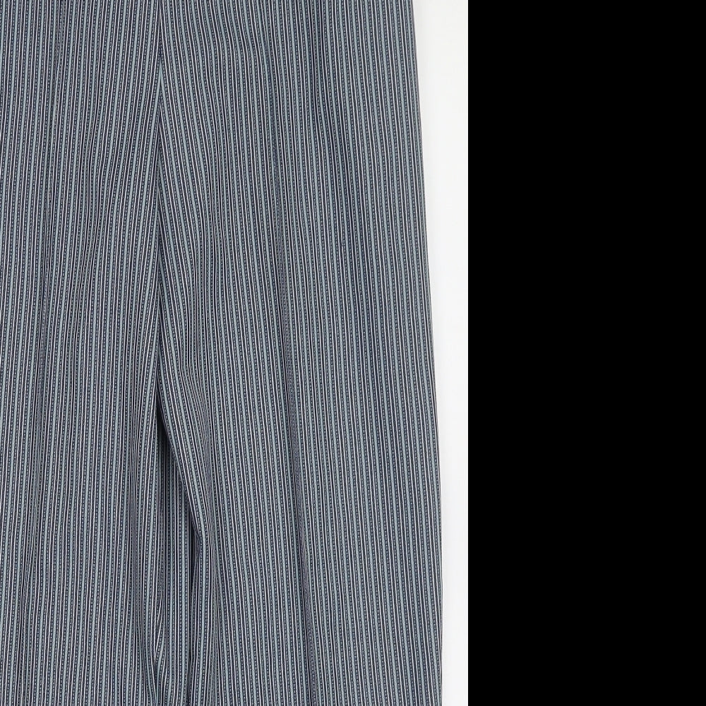 Marks and Spencer Womens Blue Striped Polyester Trousers  Size 14 L28 in Regular