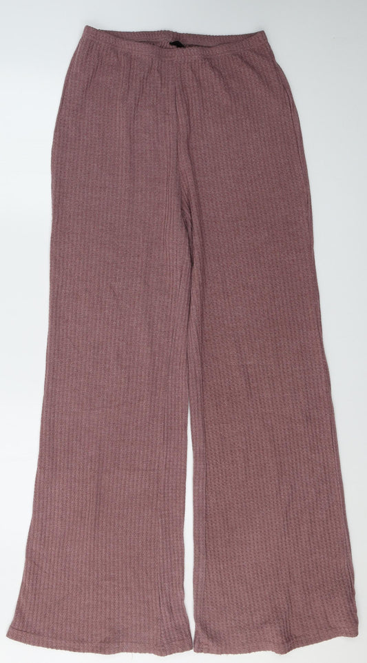 SheIn Womens Pink Solid Acrylic Capri Lounge Pants Size L   - Flared