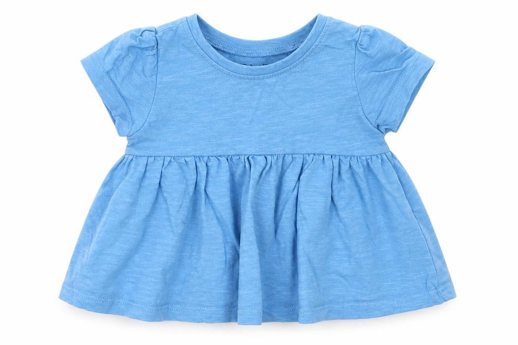 NEXT Girls Blue  Cotton Basic T-Shirt Size 3-6 Months Cowl Neck Pullover