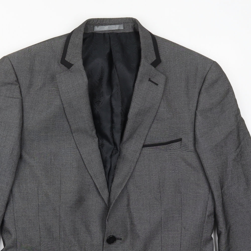 Red Herring Mens Grey  Polyester Jacket Suit Jacket Size 38