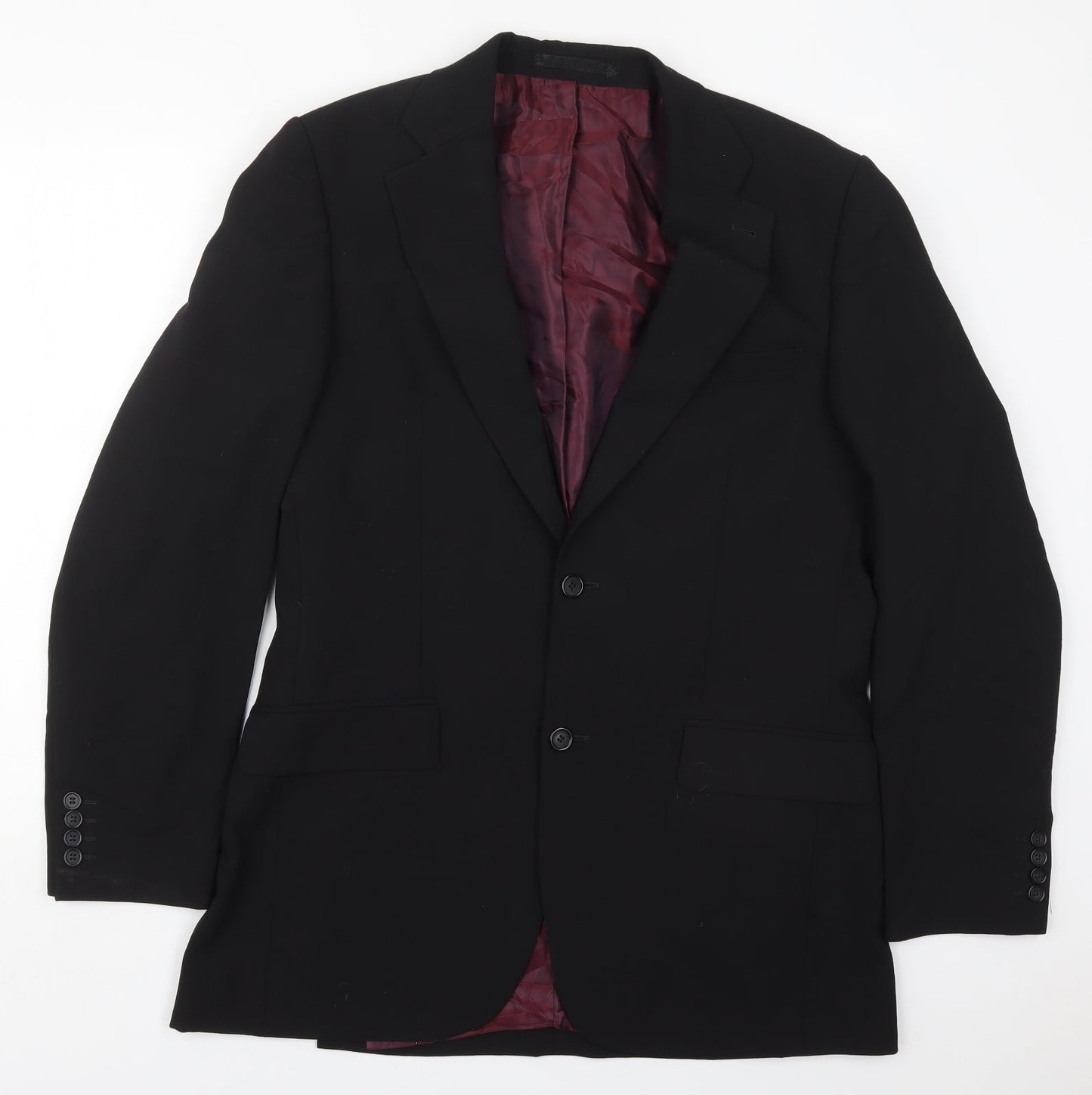 Tom English Mens Black  Polyester Jacket Suit Jacket Size 40
