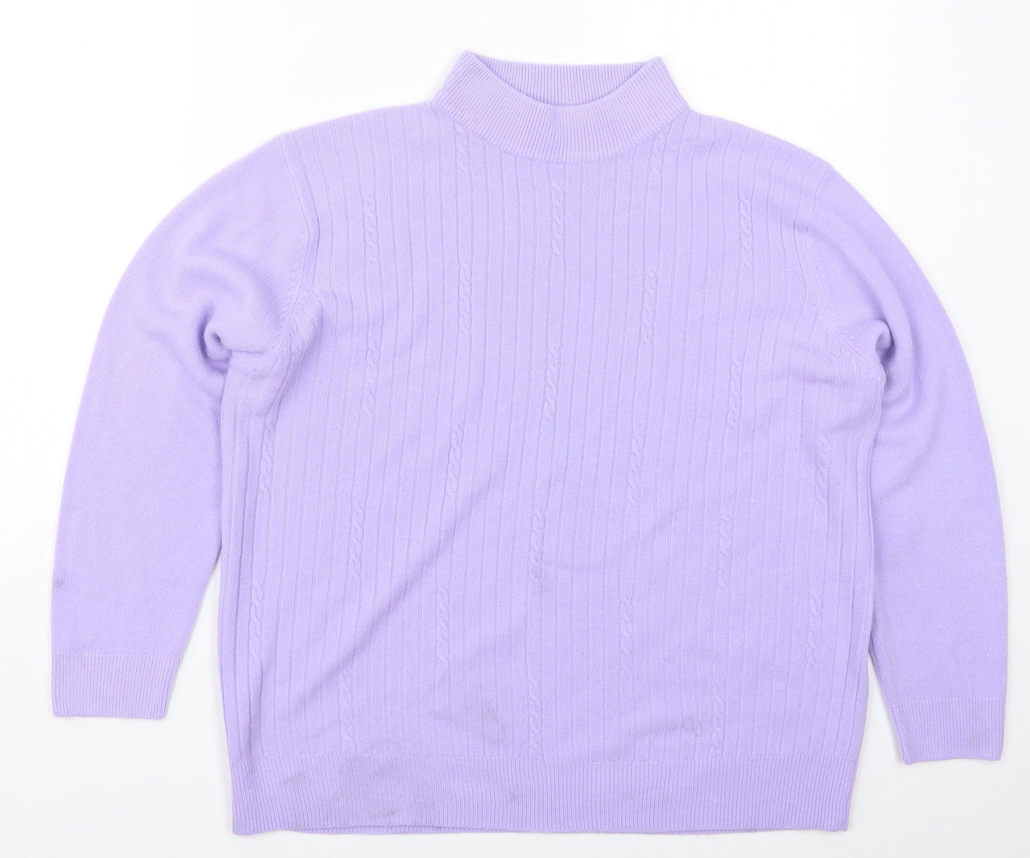 Bonmarché Womens Purple Mock Neck  Acrylic Pullover Jumper Size L