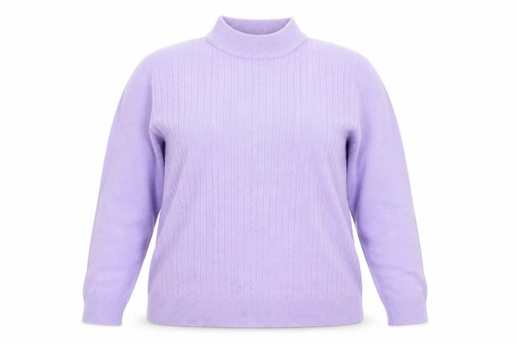 Bonmarché Womens Purple Mock Neck Acrylic Pullover Jumper Size L