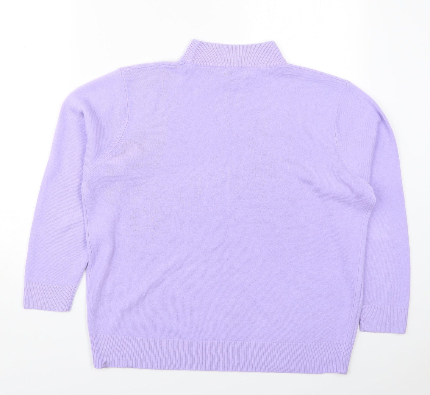 Bonmarché Womens Purple Mock Neck  Acrylic Pullover Jumper Size L