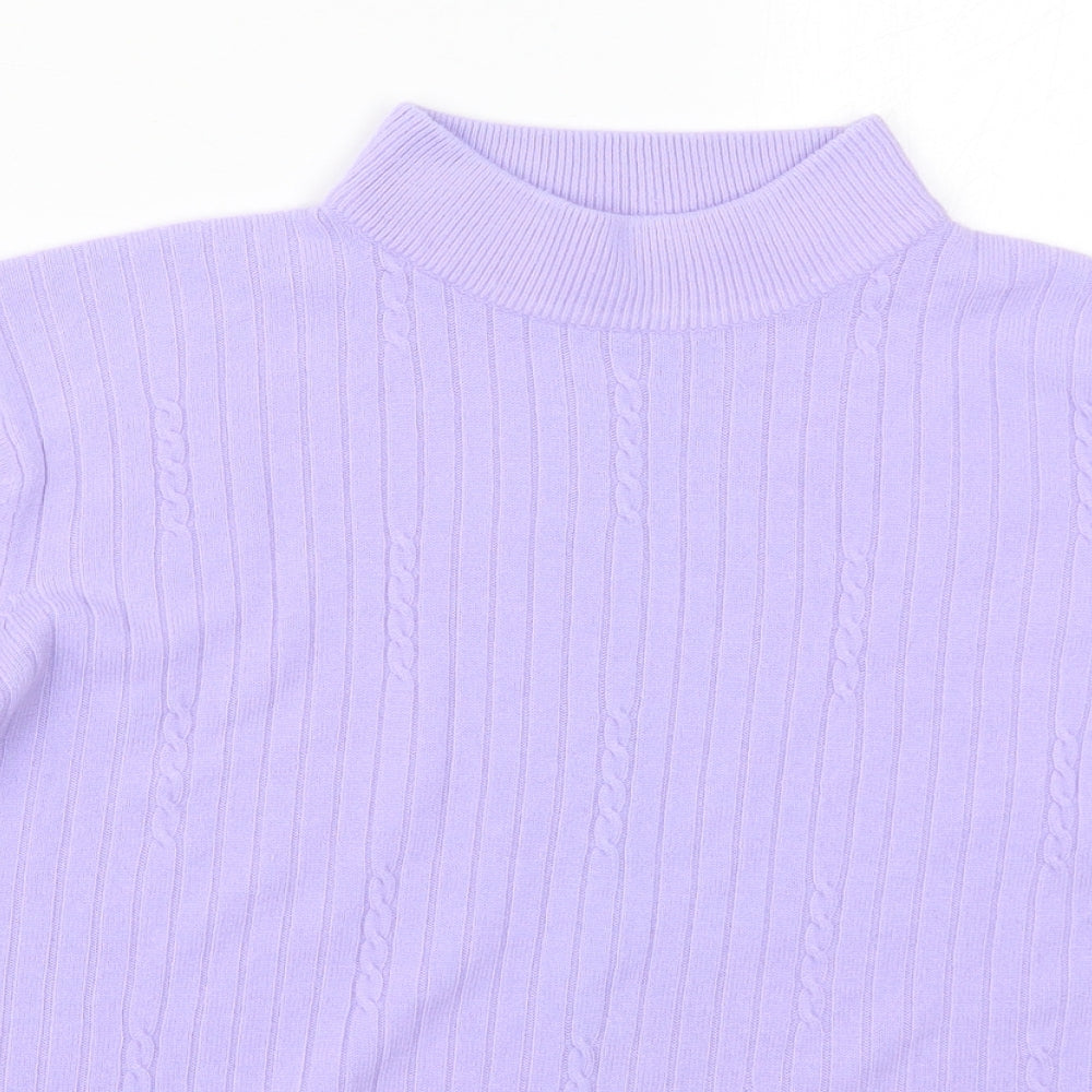 Bonmarché Womens Purple Mock Neck  Acrylic Pullover Jumper Size L