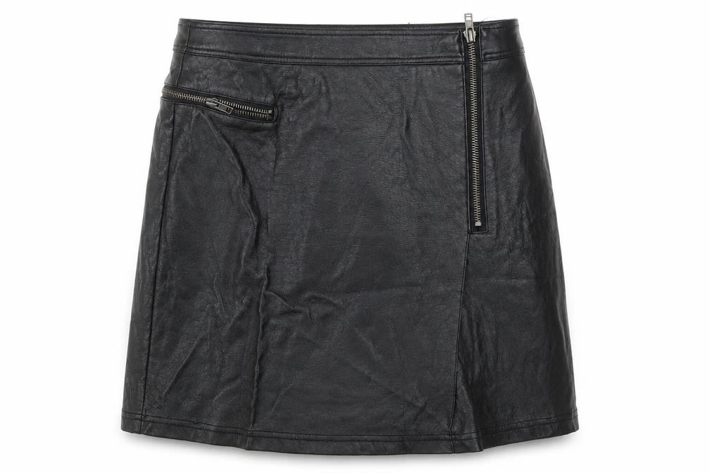 New Look Womens Black  Polyurethane A-Line Skirt Size 8   Zip