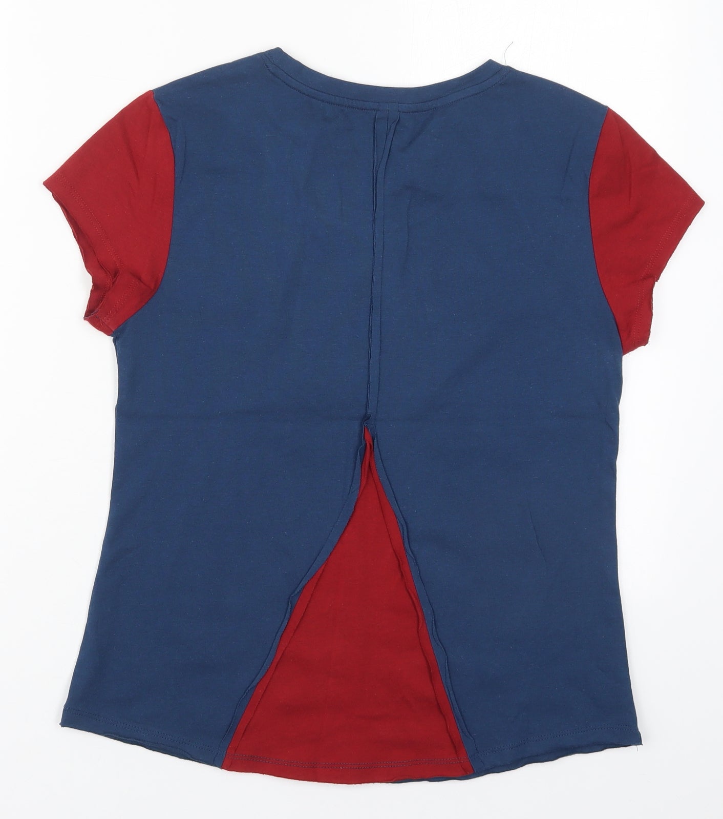 Preworn Womens Blue Colourblock Cotton Basic T-Shirt Size S Round Neck - Marvel Superhero Top