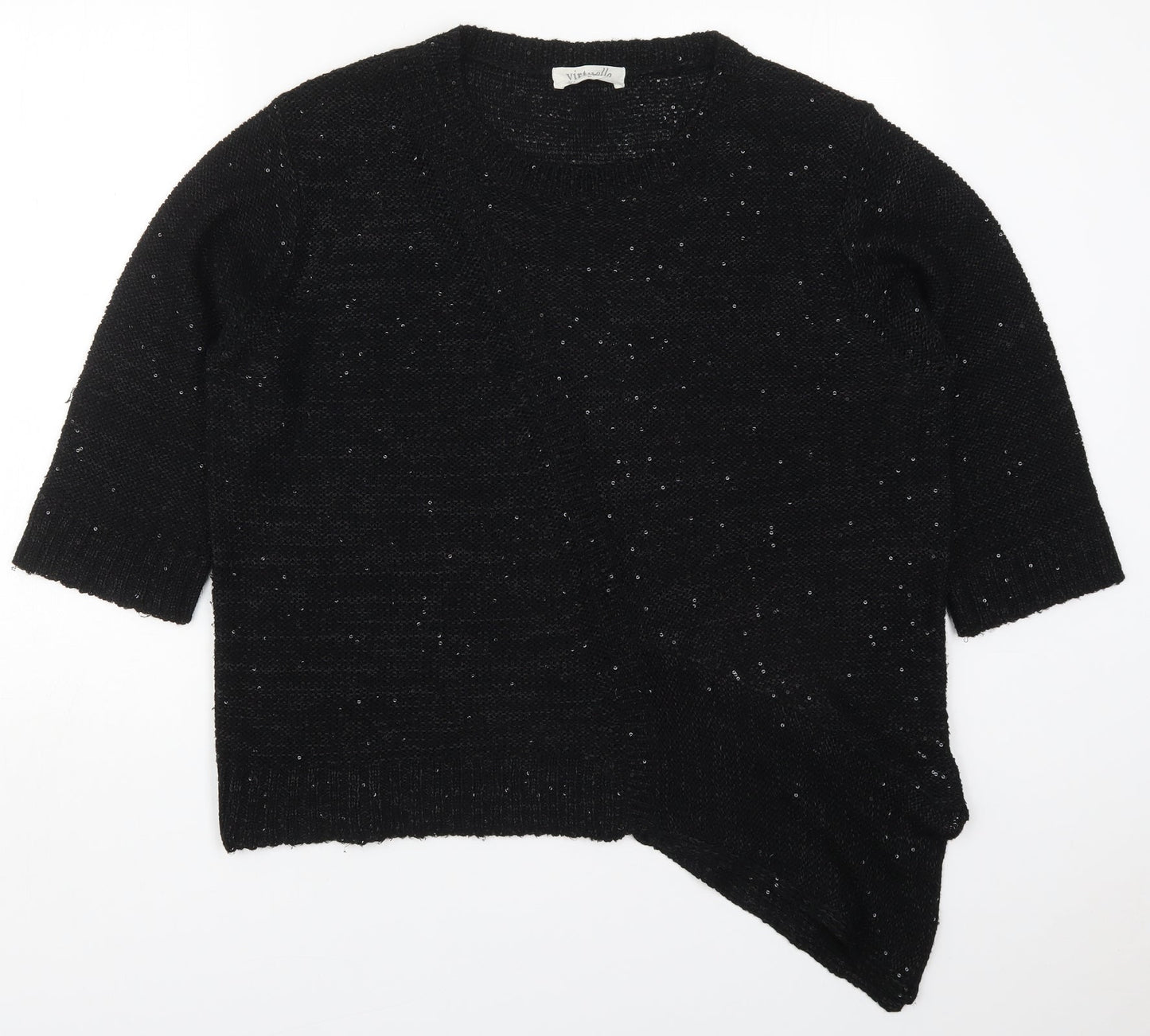 Virtuelle Womens Black Round Neck  Acrylic Pullover Jumper Size M