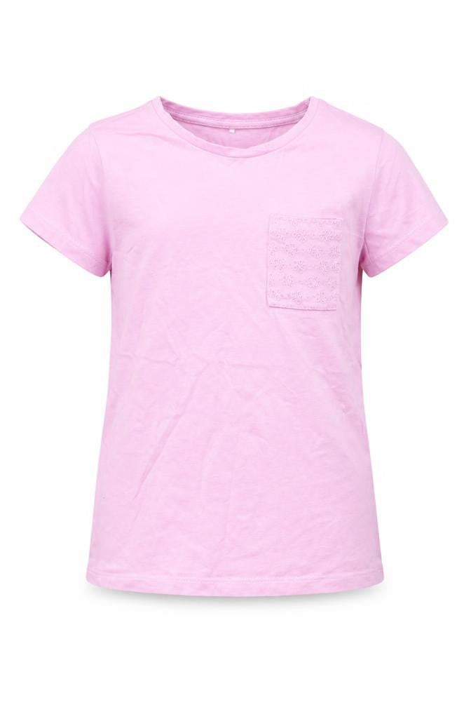 George Girls Purple  Cotton Basic T-Shirt Size 5 Years Crew Neck  - Chest Pocket