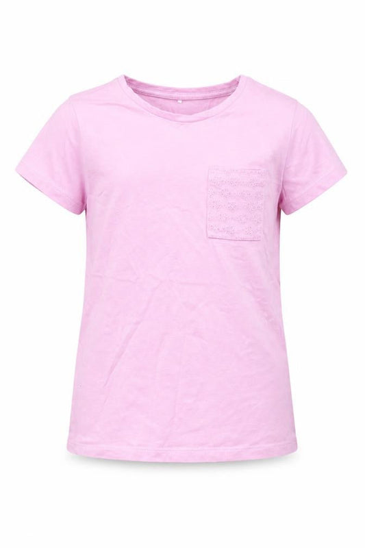 George Girls Purple  Cotton Basic T-Shirt Size 5 Years Crew Neck  - Chest Pocket